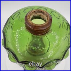Antique Diamond Glass Bullseye Emerald Green Oil Kerosene Lamp c1902 Canada