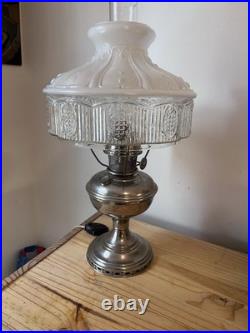 Antique Electric ALADDIN Nickel No. 11 Table Oil Kerosene Lamp Chicago USA Works
