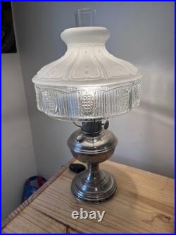 Antique Electric ALADDIN Nickel No. 11 Table Oil Kerosene Lamp Chicago USA Works