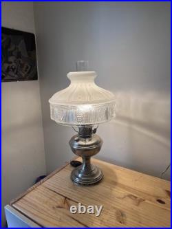 Antique Electric ALADDIN Nickel No. 11 Table Oil Kerosene Lamp Chicago USA Works