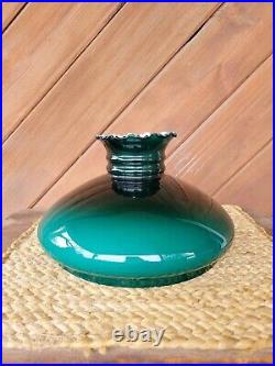 Antique Emerald Green Cased Glass Oil Kerosene Student Lamp Shade 8 3/4 Fitting