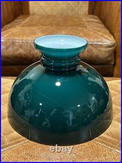 Antique Green Cased Glass Kerosene Oil Lamp Shade Aladdin Coleman 10 Fitter