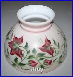 Antique Hand Painted Floral Glass Oil Lamp Shade 9-3/4 Fitter Aladdin or Rayo