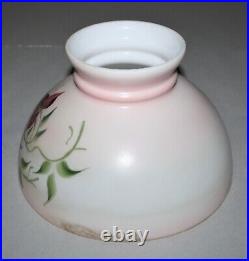 Antique Hand Painted Floral Glass Oil Lamp Shade 9-3/4 Fitter Aladdin or Rayo