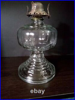 Antique Kerosene Oil Lamp NO 2 Queen Anne Burner Scovill Mfg Clear Glass withShade