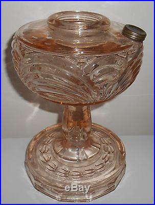 Antique Kerosene Oil Washington Drape B-53P Pink tint Crystal Glass Aladdin Lamp