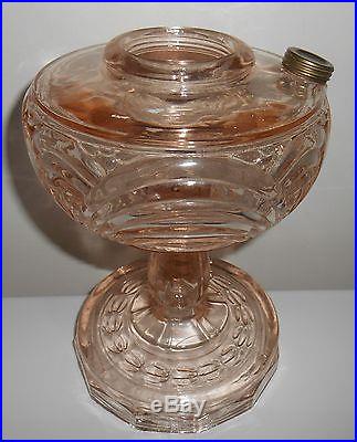 Antique Kerosene Oil Washington Drape B-53P Pink tint Crystal Glass Aladdin Lamp