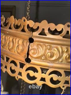 Antique Mantle Lamp Co Aladdin Hanging Library Parlor Oil Lamp Crystal Prisms