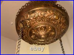 Antique Mantle Lamp Co Aladdin Hanging Library Parlor Oil Lamp Crystal Prisms