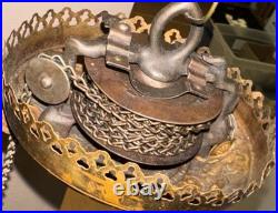 Antique Mantle Lamp Co Aladdin Hanging Library Parlor Oil Lamp Crystal Prisms