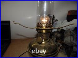 Antique Metal BRASS Aladdin Oil Kerosene Lamp Model 6 1915 With CHIMMNEY ELECTRIC