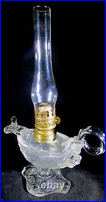 Antique Miniature Oil Kerosene Aladdin Lamp Sandwich Glass Crystal Smith I & II