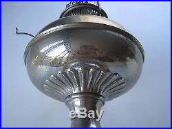 Antique Nickel Brass Rayo Oil Lamp Milk Glass Shade 1894/1905 Aladdin Kerosene