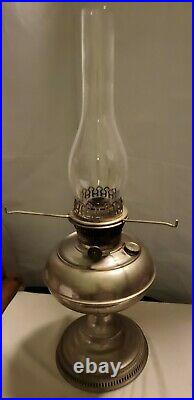 Antique ORIGINAL RAYO Oil Lamp Burner w Original 2SHADE Chimney