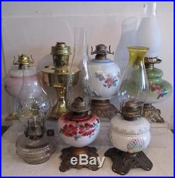 Antique Oil Kerosene Lamp Aladdin 23 P & A Mfg Co Climax Eagle Vintage Lot of 7