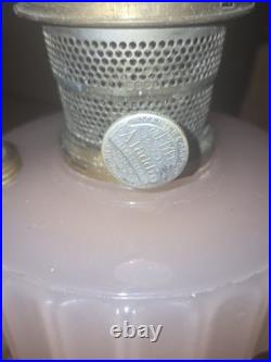 Antique Oil Lamp Aladdin Nu-Type Model B Pink. Needs Reglued
