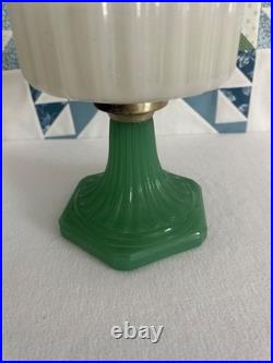 Antique Original Aladdin B125 Lamp(circa 1936) Wht Over Green Jadeite Moonstone