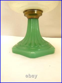 Antique Original Aladdin B125 Oil Lamp Wht Over Green Jadeite Moonstone 1936
