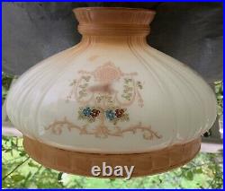 Antique Painted Flowers Glass ALADDIN COLEMAN Oil Kerosene Lamp 10 SHADE Great