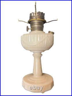 Antique Pink Lincoln Drape Aladdin type B Kerosene Lamp Custard Milk Glass