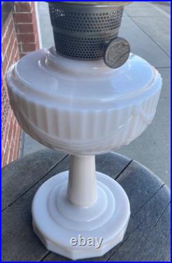 Antique Pink Lincoln Drape Aladdin type B Kerosene Lamp Custard Milk Glass
