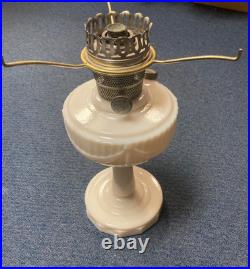Antique Pink Lincoln Drape Aladdin type B Kerosene Lamp Custard Milk Glass