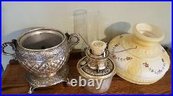 Antique RARE Kerosene/Oil Lamp Nickel Plated Pat. Jun 1878 withAladdin Style Shade