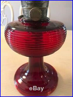 Antique Rare Aladdin Ruby Red Beehive Kerosene/Oil Lamp, Model B, Plus Chimney