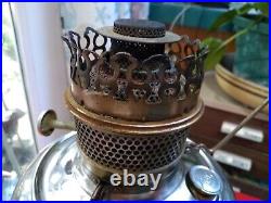 Antique Rayo Nickel Plated Brass Oil Kerosene Lamp Aladdin Milk Glass Shade