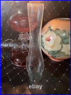 Antique Ruby & Clear Blown Glass Art Nouveau Kerosene Lamp Antique Ball Shade