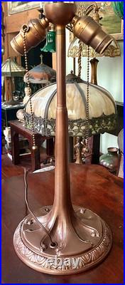 Antique Signed Aladdin Electric Table Lamp Base Art Nouveau Two-Light Cluster