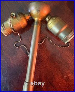Antique Signed Aladdin Electric Table Lamp Base Art Nouveau Two-Light Cluster