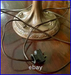 Antique Signed Aladdin Electric Table Lamp Base Art Nouveau Two-Light Cluster