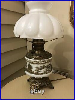 Antique VTG Converted Aladdin Kerosene oil lamp electric Hurricane Parlor Lamp