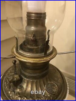 Antique VTG Converted Aladdin Kerosene oil lamp electric Hurricane Parlor Lamp