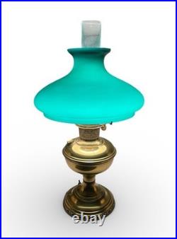 Antique Victorian Aladdin Model 11 Oil Lamp Gone With The Wind-Green Hurricane