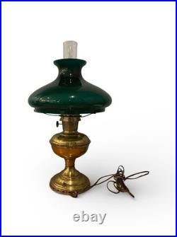 Antique Victorian Aladdin Model 11 Oil Lamp Gone With The Wind-Green Hurricane