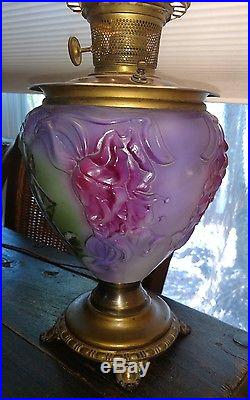 Antique Victorian Gwtw Gone With Wind Aladdin Oil Kerosene Parlor Lamp Converted