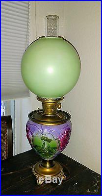 Antique Victorian Gwtw Gone With Wind Aladdin Oil Kerosene Parlor Lamp Converted
