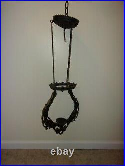 Antique Victorian Hanging Iron Horse Cast Iron Frame Kerosene Oil Lamp Part