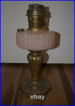 Antique Vintage ALADDIN Majestic PInk Rose Moonstone Oil Kerosene Lamp
