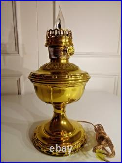 Antique Vintage Aladdin No. 7 Brass Kerosene Oil Lamp Converted to Electric