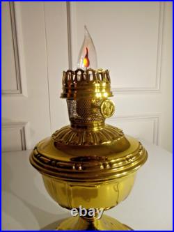 Antique Vintage Aladdin No. 7 Brass Kerosene Oil Lamp Converted to Electric
