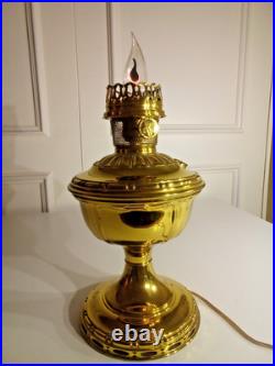 Antique Vintage Aladdin No. 7 Brass Kerosene Oil Lamp Converted to Electric