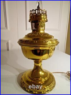 Antique Vintage Aladdin No. 7 Brass Kerosene Oil Lamp Converted to Electric