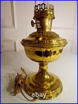 Antique Vintage Aladdin No. 7 Brass Kerosene Oil Lamp Converted to Electric