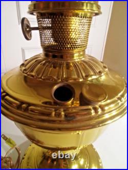 Antique Vintage Aladdin No. 7 Brass Kerosene Oil Lamp Converted to Electric