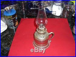 Antique Vintage Non-aladdin Royal Number 1 Oil Kerosene Hand Lamp & Chimney Pt