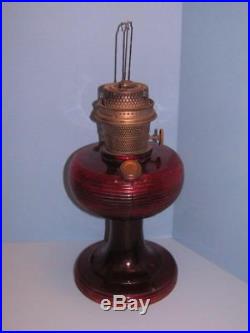 Antique Vintage Ruby Red Beehive Oil Kerosene Lamp Aladdin Nu-type Model B
