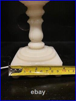 Antique Vintage White Uranium Vaseline Alacite Glass Aladdin Art Deco Lamp WORKS